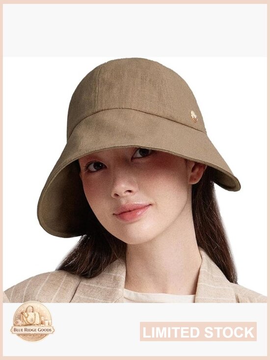 Linen Blend Victorian Bonnet Hat Sun Cap Foldable Summer Visor Adjustable Brim main image 6